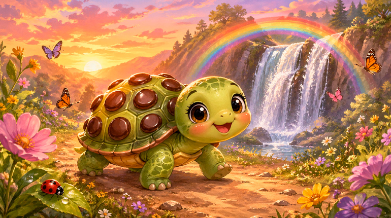 Ilustração principal de A Tartaruga e a Grande Cachoeira