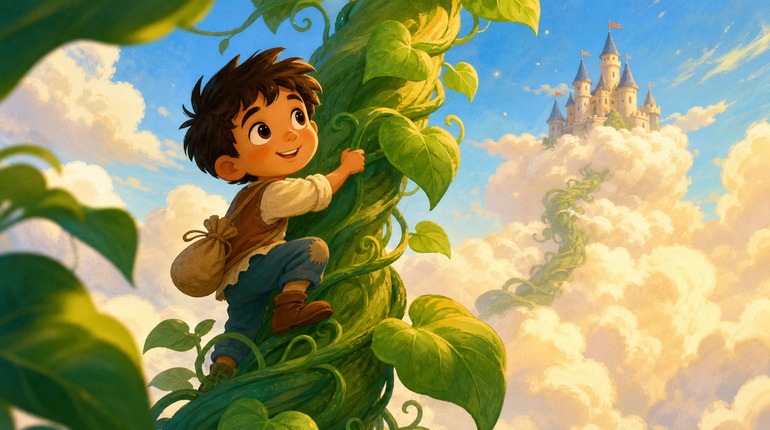 Ilustração principal de João e o Pé de Feijão que Tocava o Céu