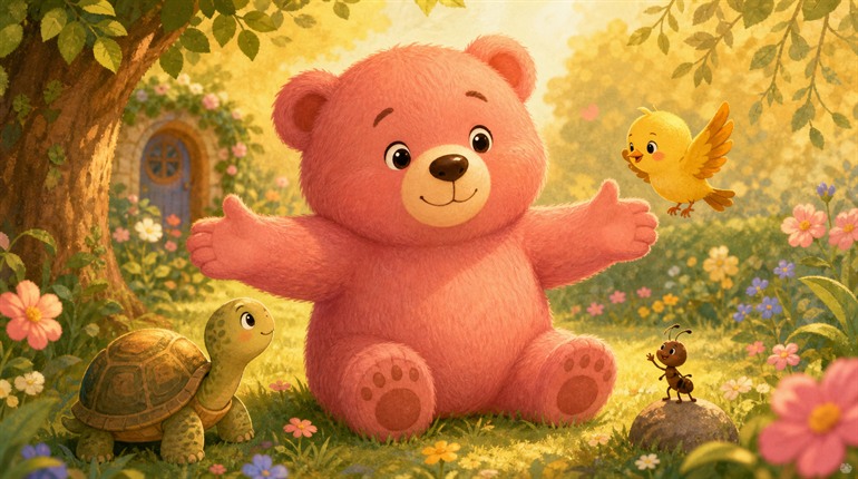 Ilustração principal de Soneca, o Urso que Amava Abraços